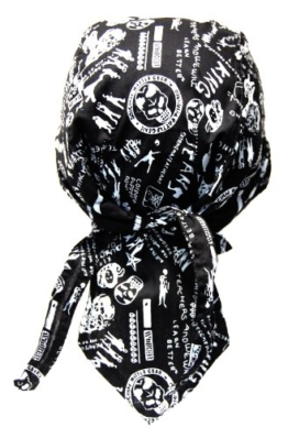 Rocker & Biker Bandana Cap (Schwarz & Weiß) -