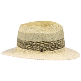 Seeberger Block Stripes Fedora Damenhut Strohhut Damenfedora Sonnenhut Strandhut Sommerhut Hut Strandhut Sommerhut (One Size - schwarz) -