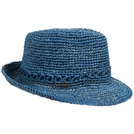 Seeberger Crochet Trilby Raffiahut Hut Sommerhut Strandhut Raffiastrohhut Sonnenhut Damenhut Sommerhut Strohhut (One Size - blau) -