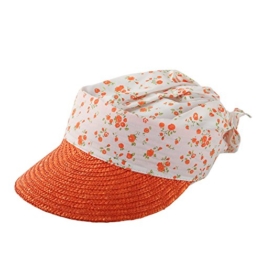 SEEBERGER Stroh/Stoffcap, Mütze mit Schirm, Umfang 54 cm, gemustert, Farbe:Orange -