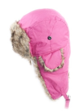 Sehr warme Fliegermütze Wintermütze mit Fell (Rosa) -