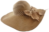 Sonia Originelli Stohhut Damen Schleife Sommer Hut Cap Sonnenhut C007-Schleife (Karamel) -