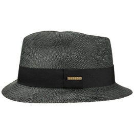 Stetson Short Brim Panamahut Fedora Hut Strohhut Panamastrohhut Sommerhut Sonnenhut Strandhut Panamahut Herrenhut (L/58-59 - schwarz) -