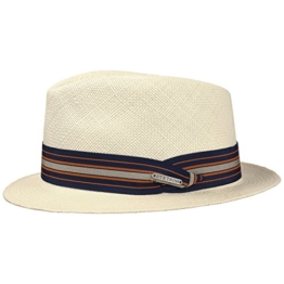 Stetson Striped Ribbon Panamahut Hut Fedora Trilby Panamastrohhut Strohhut Sommerhut Sonnenhut Panamahut Fedora (M/56-57 - natur) -