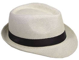 Strohhut Panama Fedora Trilby Gangster Hut Sonnenhut mit Stoffband (54, Champagner (Strohhut)) -