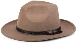 styleBREAKER Fedora Filzhut mit Zierband aus Kunstleder, Cowboy Hut, Unisex 04025007, Farbe:Braun -