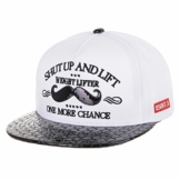 WITHMOONS Baseballmütze Mützen Caps Snapback Cap Shut Up Sequin Mustache Enamel Brim CR2403 (White) -