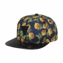 WITHMOONS Baseballmütze Mützen Caps Summer Palm Tree Pattern Faux Leather Brim Snapback Hat CR2236 (Black) -