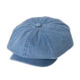 WITHMOONS Schlägermütze Golfermütze Schiebermütze Denim Cotton Newsboy Hat Baker Boy Beret Flat Cap KR3613 (Lightblue) -