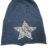 Zwillingsherz Beanie Mütze mit Cashmere mit Patches Sternen Anker (Pailletten Stern denim blue) - 
